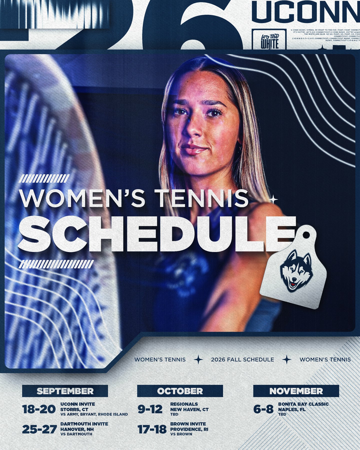 UConn Women's Tennis 2026 fall schedule